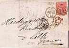 GBV176/ Leeds-Lille 1864 Mit Michel 19 II B - Storia Postale