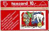 TARJETA DE SUIZA DE UN SELLO DE UN PAYASO Y UN ELEFANTE  (STAMP-ELEPHANT) - Stamps & Coins