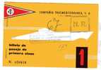 TICKET DE TRANSPORT - BATEAU - COMPANA TRASMEDITERRANEA - PREMIERE CLASSE - BARCELONE - PALMA - Europa