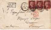 GBV212/ Charing Cross 1873 Nach Sachsen, P.D. (rot/red) Paid (schwarz/black) - Briefe U. Dokumente