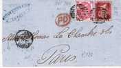 GBV213/ Nummer-Stempel 16 Auf Mischfrankatur Nach Paris 1865 - Briefe U. Dokumente