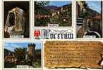 Alpes Maritimes. Lucéram, Carte Multivues Avec Texte écrit En Gothique Et Blason Du Comté De Nice - Lucéram