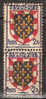 Timbre France Y&T N° 902 Paire (1) Obl.  Armoiries De Touraine.  2 F. Outremer, Carmin, Noir Et Jaune. Cote 1,00 € - 1941-66 Armoiries Et Blasons