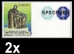 BULK:2 X GREAT BRITAIN 1974 Monument EUROPA Churchill Machines  SPECIMEN IMPERF:sheetlet [muestra,Muster,spécimen] - 1974
