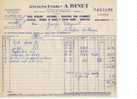 Facture Des Anciens Etablissements A. BINET De Paris Et De 1961 - Automobile