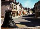 CPSM CHER.AUBIGNY SUR NERE.FONTAINE ET RUE PRIEURE.COMMERCES. - Aubigny Sur Nere