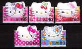 2004 Japon Yvert 3473/77 Hello Kitty Chat Personnage De BD Série Complète Oblitérée Image Conforme - Used Stamps