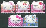 2004 Japon Yvert 3473/77 Hello Kitty Chat Personnage De BD Série Complète Oblitérée Image Conforme - Used Stamps