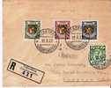 Lie059/ LIECHTENSTEIN -  Caritas 1927, Wappen, Einschreiben, Triesenberg N. Chicago - Covers & Documents