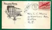 HOTEL ADVERTISEMENT 1943 AIR MAIL COVER - HOTEL HOLLAND  - DULUTH, MINNESOTA - Cover Sent To ERLTON, NJ - Hôtellerie - Horeca