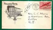 HOTEL ADVERTISEMENT 1943 AIR MAIL COVER - HOTEL HOLLAND  - DULUTH, MINNESOTA - Cover Sent To ERLTON, NJ - Settore Alberghiero & Ristorazione