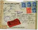 1942 Registered Double  Censored Forwarded Letter To USA - Briefe U. Dokumente