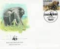ELEPHANT FDC  OUGANDA 1983 SERIE WWF MODELE1 ELEPHANTS - Olifanten