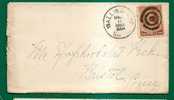 US - VF 1886 Cover WALLINGFORD, CO - Cork Candel To BRISTOL - At Back Transit PLAINVILLE And Reception - Covers & Documents