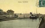 BATEAUX - PENICHE - 02 - AISNE - CHAUNY - CANAL - ECLUSE - CARTE COLORISEE TOILEE VOYAGEE 1908 - Houseboats