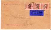 Irl099/ 3-er Streifen Georg V überdruckt 1922, Airmail Leipzig - Brieven En Documenten