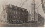 St. Cloud Minnesota, Cahtedral And School On Antique Real Photo Postcard, Horse-drawn Carriages, Flag Cancel Postmark - Altri & Non Classificati