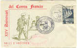 Andorre - BT 1956 Anniversaire De La Poste Française Sur Lettre - Maschinenstempel (EMA)