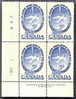 Canada Scott # 354 MNH VF LL Plate Block Plate #1 - Plattennummern & Inschriften