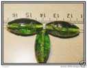 2 Perles Artisanales Vert Et Or Environ 24x10mm - Parels