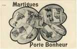 Carte Postale Ancienne Fantaisie - Martigues Porte Bonheur - Trèfle à Quatre Feuilles - Martigues