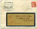 Paix 283 Sur Lettre "saucissons Gay" à St André-le-Puy (oblitéré à Montrond), Pour  Chalon-sur-Saône - 1932-39 Frieden