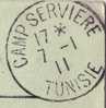 TUNISIE-CACHET A DATE CAMP DE SERVIERE DU 7-1-1911 / CP DE DOUGGA - Other & Unclassified