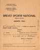 BREVET SPORTIF NATIONAL ANNEE 1941 ( Occupation En France ) - Autres & Non Classés