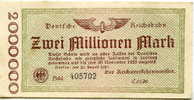 Allemagne Germany 2 Millionen Mark 20 August 1923 Reichsbahn - 2 Mio. Mark