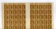 - FRANCE SEMEUSE CAMEE . FEUILLE DE 100 TIMBRES . 1c SEMEUSE . DATEE 28.1.37 - Full Sheets