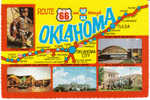 Route 66 Oklahoma Map Vintage Postcard, Indians, Restaurant, Will Rogers, American Roadside - Route '66'