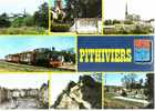 CPSM.  PITHIVIERS. VUE GENERALE. JARDINS DE LA MAIRIE. EGLISE ST SALOMON ET ST GREGOIRE. TRAIN A VAPEUR DU MUSEE ...1998 - Pithiviers