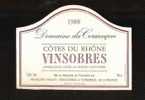 Étiquette. 39. Domaine Du Coriançon. Vinsobres. 1988. - Côtes Du Rhône