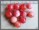 5 Perles En Jade Marbré Orange Environ 8mm - Perlen