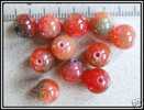 5 Perles En Jade Orange Marbré De Vert Environ 8mm - Pearls