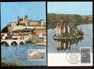 LOT 4 CARTES MAX- TTB- THEME : CHATEAUX DE FRANCE, PIEDS DANS L'EAU .- Dates Visibles Aux Scans. - Lots & Serien