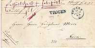 CH001/- SCHWEIZ - Geldbrief 1857 Mit Bahnpost Trogen   RRR - Briefe U. Dokumente