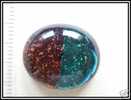 1 Cabochon En Verre Artisanal Vert Lie De Vin Dichroic Env. 20x17mm - Perles