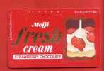 Japan Japon  Telefonkarte Télécarte Phonecard Telefoonkaart  -  Meiji   Food Strawberry Chocolate - Levensmiddelen