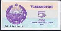 5 Cym  "OUZBEKISTAN"      1992   UNC     Ro 61 - Uzbekistan