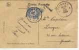 Carte Taxée TX30 (COB) à Jumet, 25/VIII/1922. DAVE - Le Château. - Cartas & Documentos