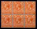 442  Watermark  1912 Block Of 6 ++ Mint Never Hinged Except Medium Up Cat Value For 4 Stamps  40  Pounds ? - Ongebruikt