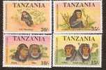 Tanzania 1992 Chimpanzees Monkey Wildlife Mammals 4v Set MNH # A01384 - Chimpanzés