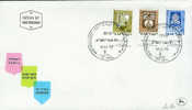 ISRAEL FDC 1970 ARMOIRIES DE VILLES ISRAELIENNES - Enveloppes