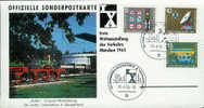 BUS TRAINS MOYENS DE TRANSPORT FDC 1965 ALLEMAGNE PREVENTION ROUTIERE ET SATELITTES ET TELECOMMUNICATION - Busses