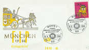 BUS TRAINS MOYENS DE TRANSPORDILIGENCE  FDC 1966 ALLEMAGNE CONGRES FEDERATION INTERNATIONALE PHILATELIQUE - Stage-Coaches