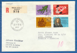 Schweiz; 1975 R-Brief St. Gallen Annahme; Registered Cover; Chargen; Mi. 1058/61 - Brieven En Documenten