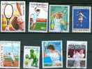 TENNIS : Lot De 8 Timbres (02) : Syrie - Cambodge - Benin - Corée - Guinée Bissau - Tennis