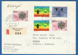 Schweiz; 1974 R-Brief St. Gallen Brühltor; Registered Cover; Charge; Mi. 1000/2 - Storia Postale