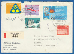 Schweiz; 1972 R-Brief St. Gallen Brühltor; Registered Cover; Charge; Mi. 975/8 - Storia Postale